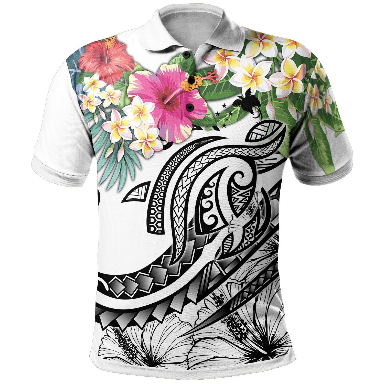 Papua New Guinea Polynesian Polo Shirt Summer Plumeria (White) Unisex White - Polynesian Pride