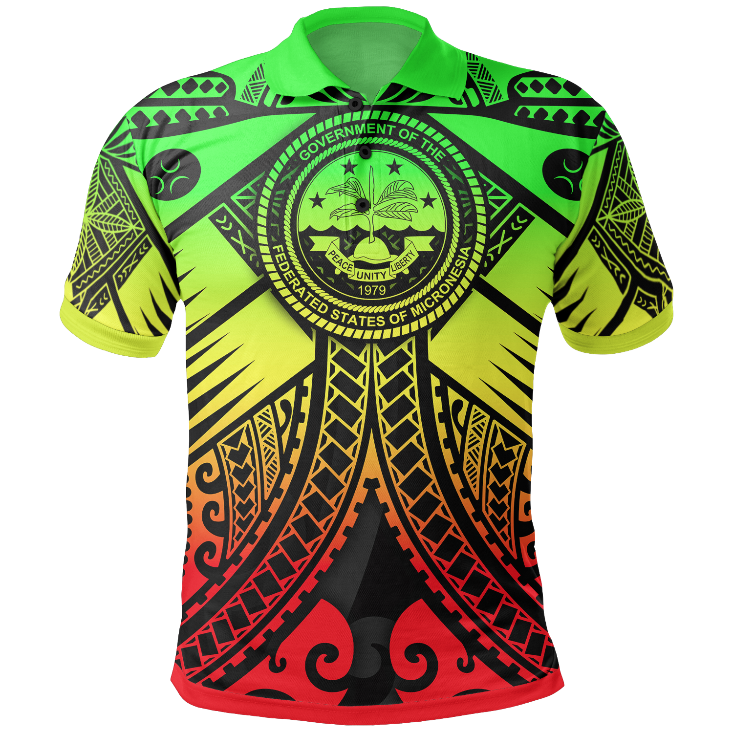 FSM Polo Shirt Reggae Seal with Polynesian Tattoo Unisex Reggae - Polynesian Pride