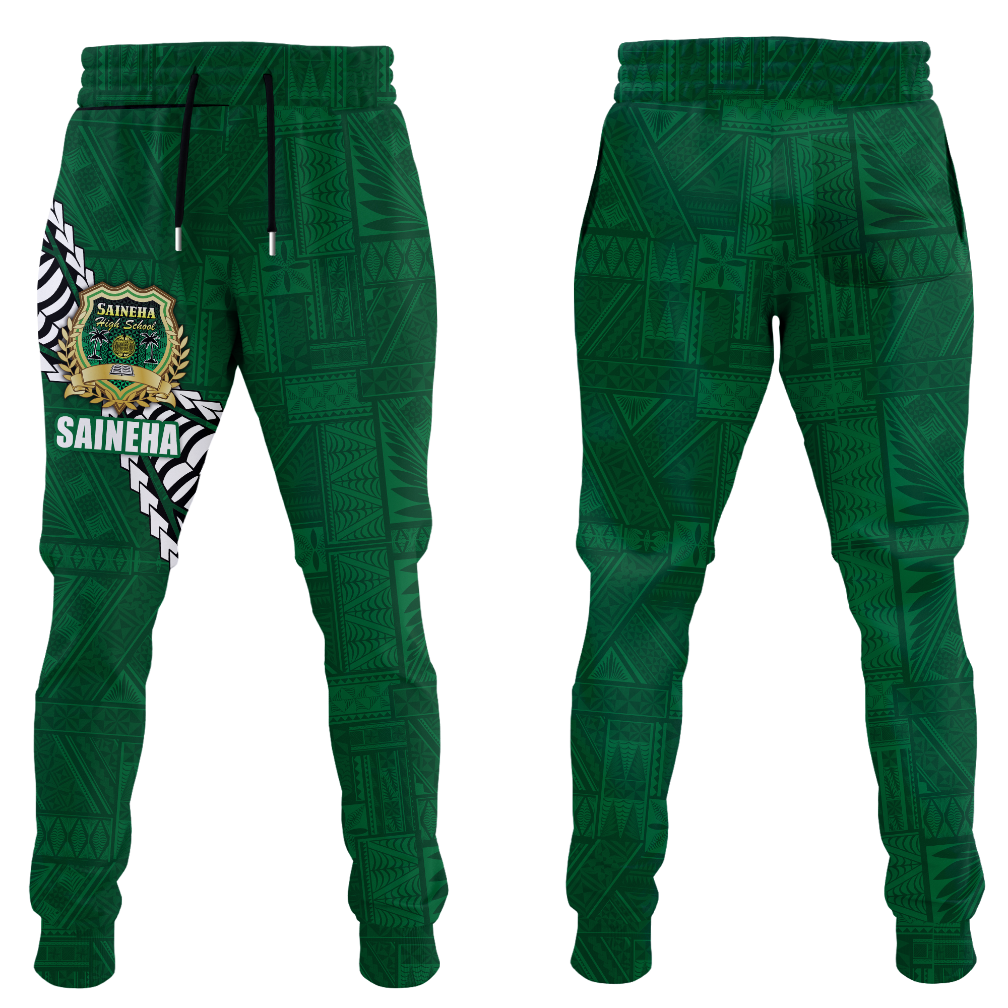 Tonga Saineha High School Tongan Patterns Jogger Pants - LT12 Unisex Green - Polynesian Pride