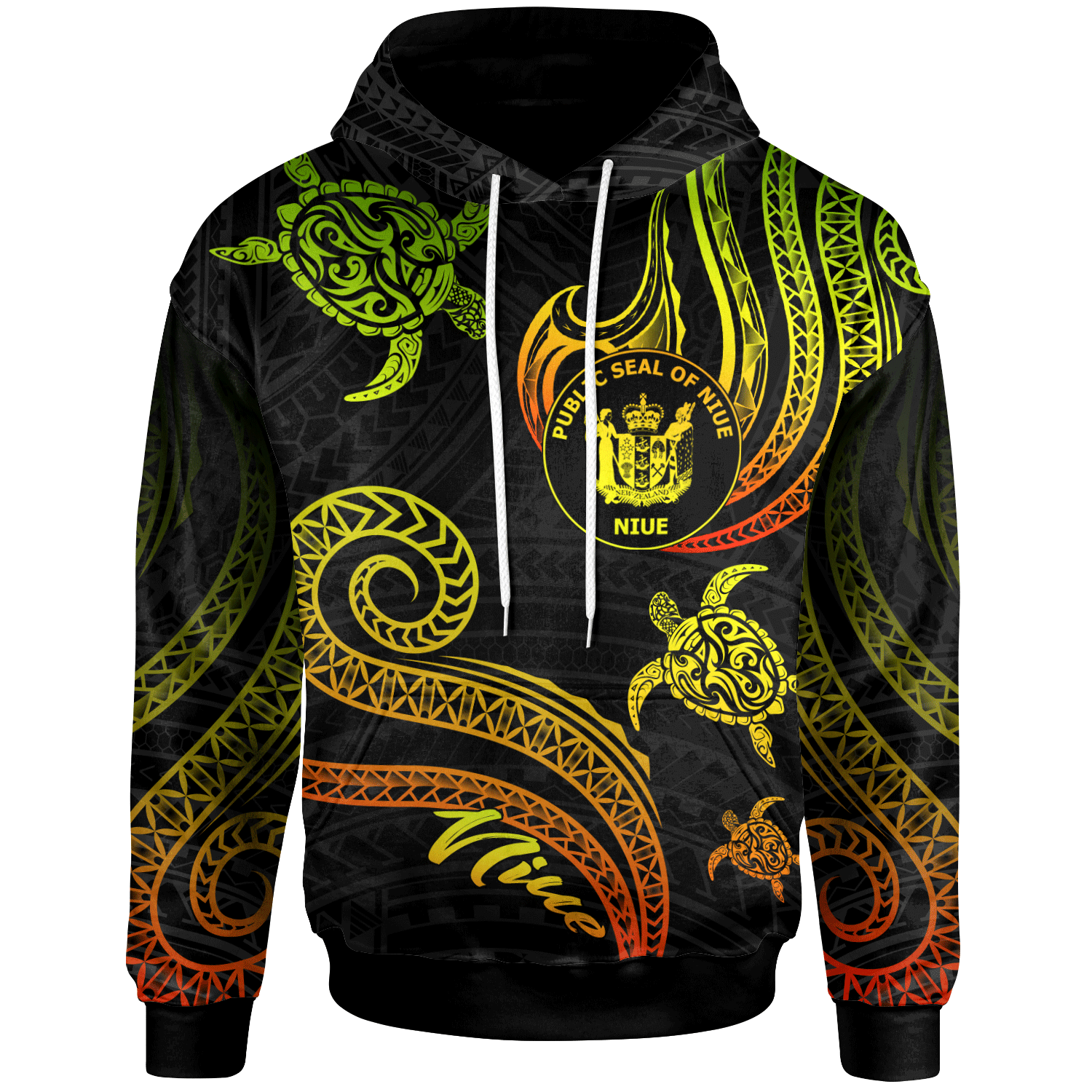 Niue Hoodie Polynesian Turtle With Pattern Reggae Unisex Reggae - Polynesian Pride