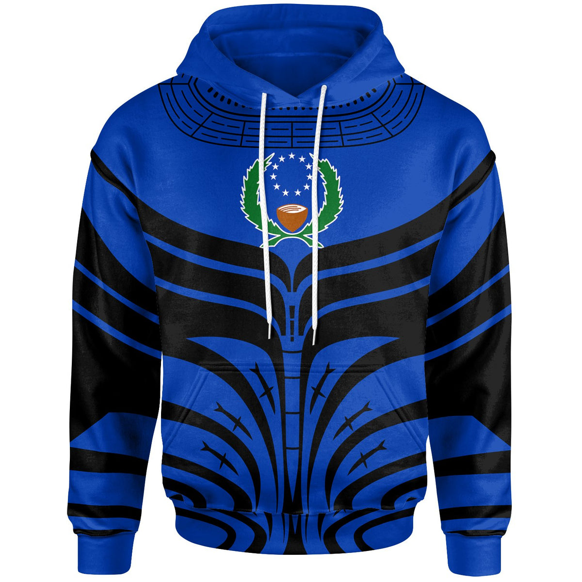 Pohnpei All Over Hoodie Micronesian Tattoo Design Unisex Blue - Polynesian Pride