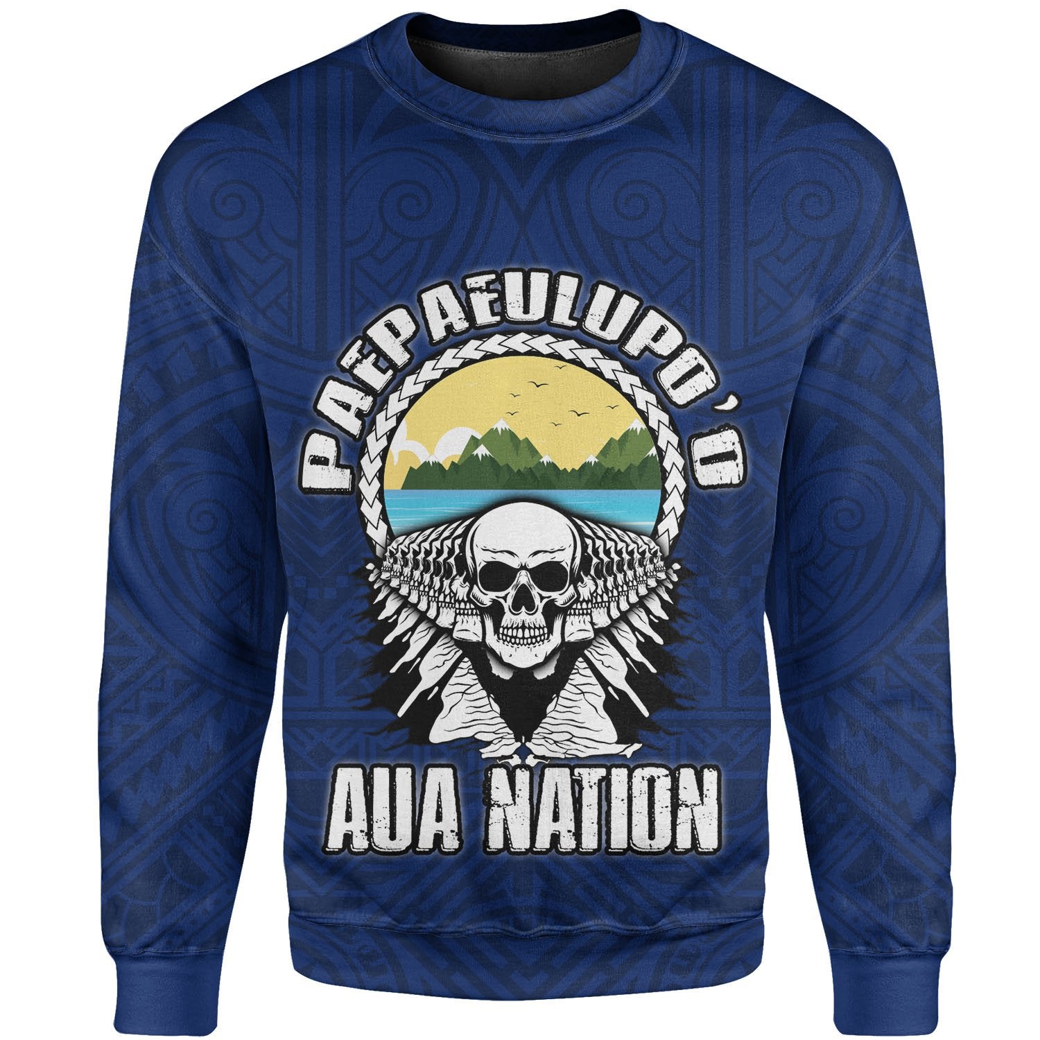 American Samoa Custom Personalised Sweatshirt - Paepaeulupo'o Aua (Ver 2) Unisex Blue - Polynesian Pride