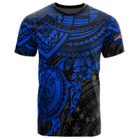 Cook Islands Polynesian T Shirt Cook Islands Flag Blue Turtle Hibiscus Unisex Blue - Polynesian Pride