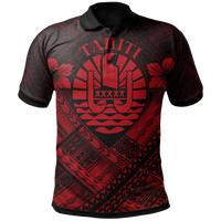 Tahiti Polynesian Polo Shirt Tahiti Red Seal Camisole Hibiscus Style Unisex Red - Polynesian Pride