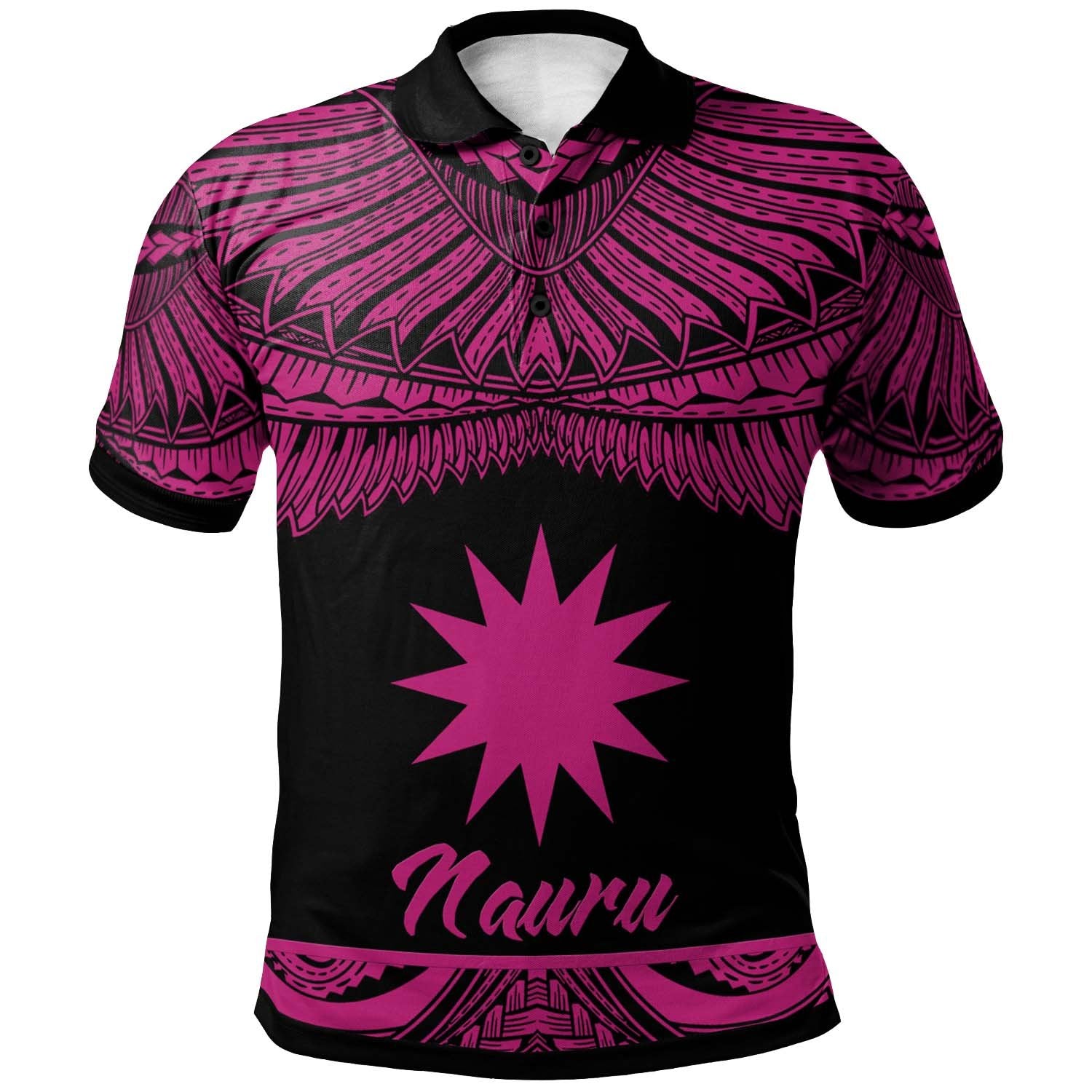 Nauru Polo Shirt Polynesian Tattoo Pink Version Unisex Pink - Polynesian Pride