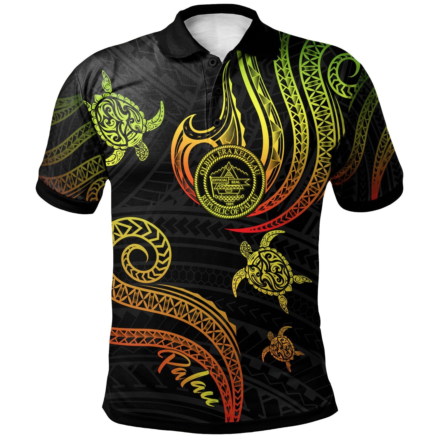 Palau Polo Shirt Polynesian Turtle With Pattern Reggae Unisex Reggae - Polynesian Pride