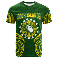 Cook Islands Rugby T Shirt Tribal Pattern LT12 Unisex Green - Polynesian Pride