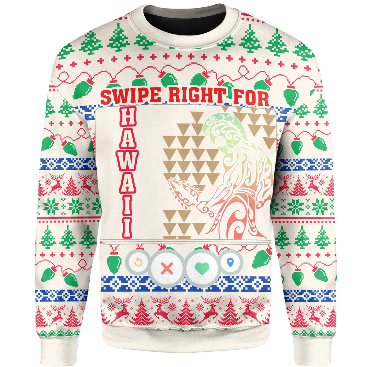 Swipe Right For Hawaii Christmas Sweatshirt - Polynesian Pride