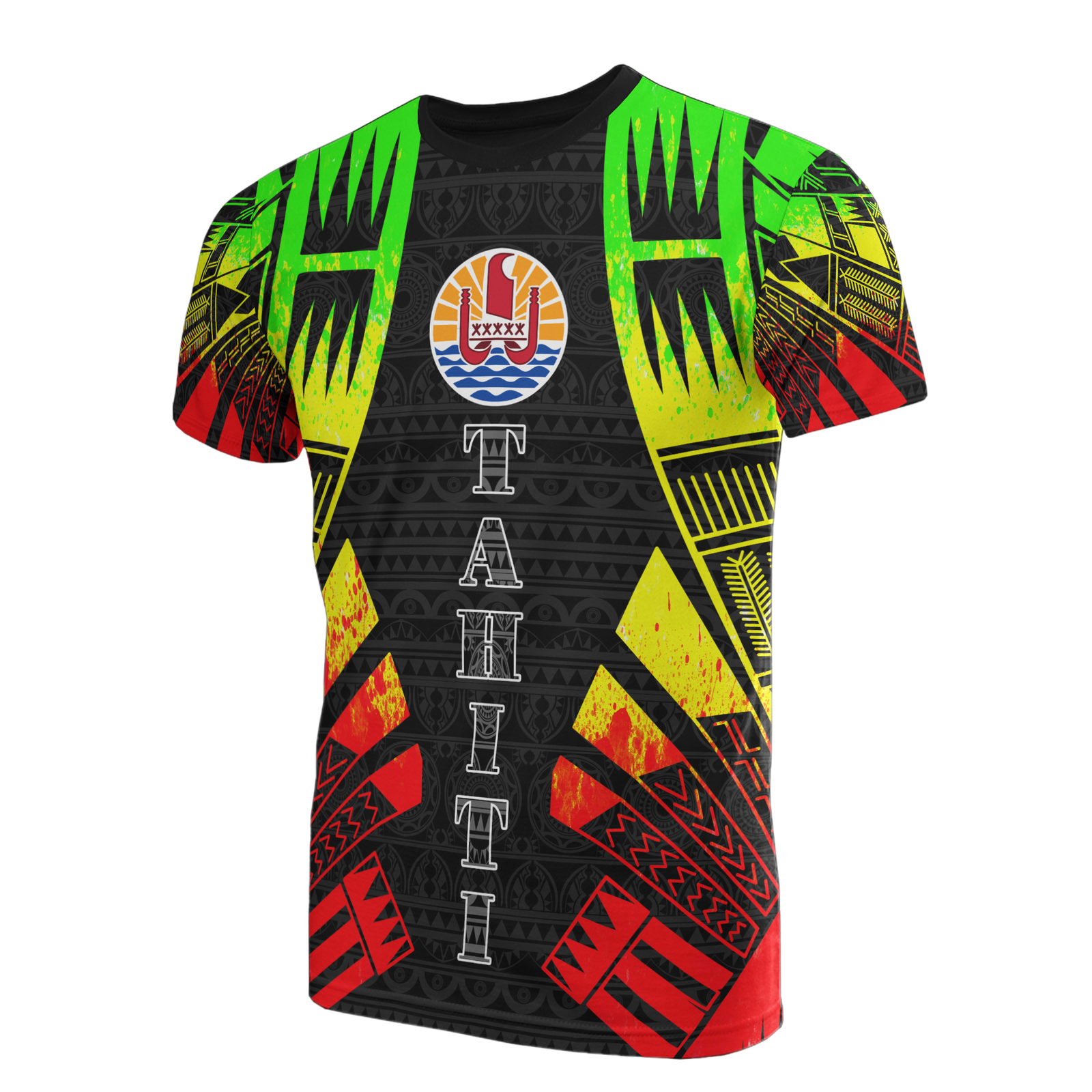 Tahiti T Shirt Tahiti Flag Polynesian Tattoo Reggae Style Unisex Reggae - Polynesian Pride