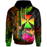 Wallis and Futuna Polynesian Hoodie Hibiscus and Banana Leaves Unisex Reggae - Polynesian Pride
