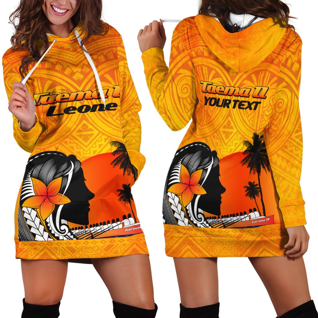 American Samoa Custom Personalised Women's Hoodie Dress - Taema II Leone Yellow - Polynesian Pride