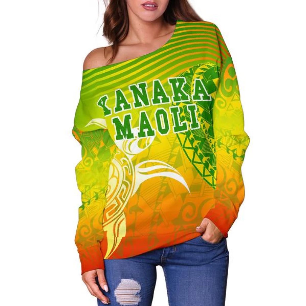 Kanaka Maoli Polynesian Women's Off Shoulder Sweater - Turtle Style - Polynesian Pride