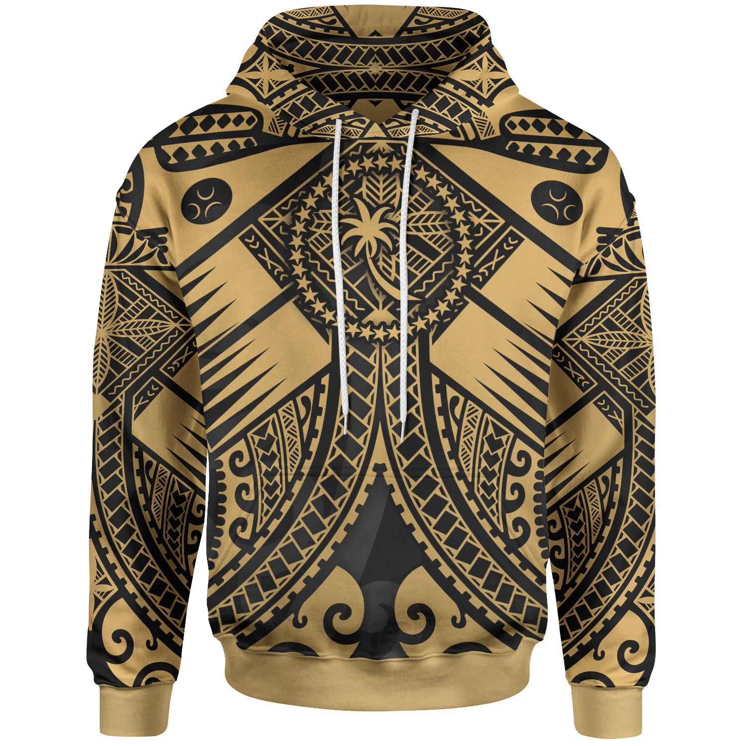 Chuuk Hoodie Gold Seal with Polynesian Tattoo Unisex Gold - Polynesian Pride