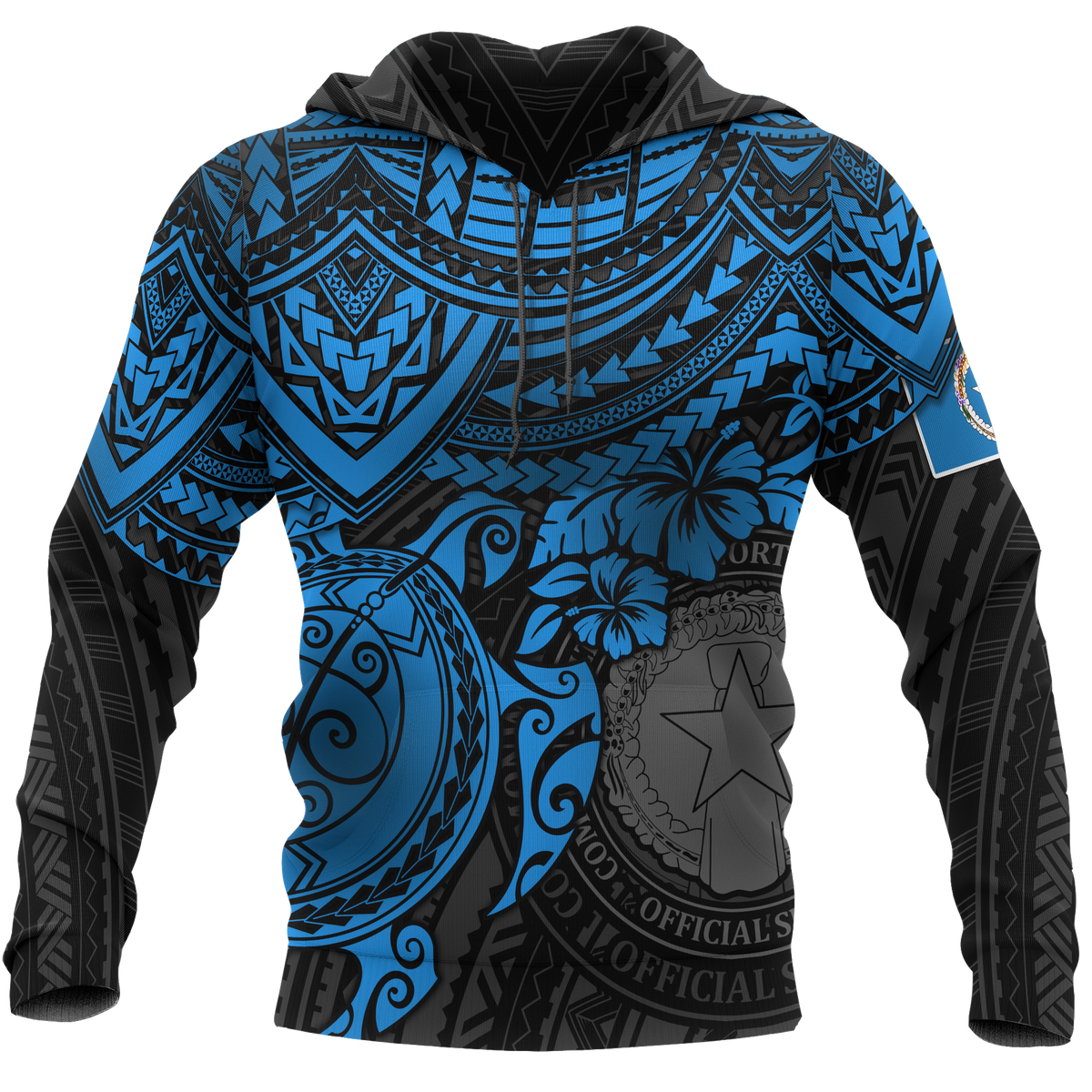 Northern Mariana Islands Polynesian Hoodie Blue Turtle Unisex BLUE - Polynesian Pride