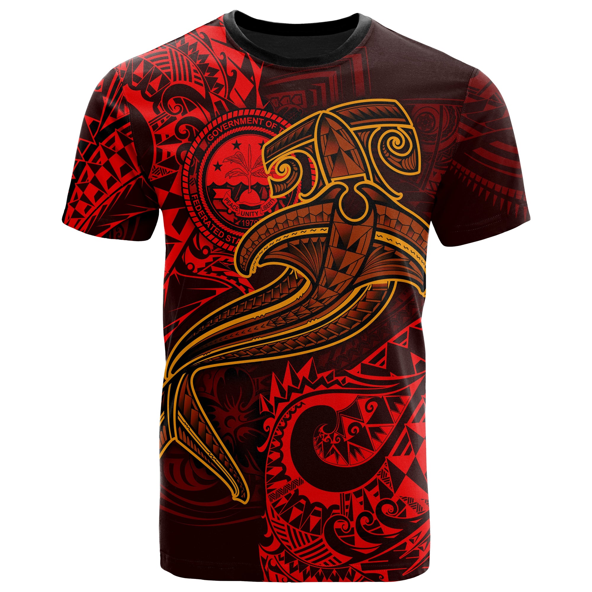 FSM T Shirt Red Shark Polynesian Tattoo Unisex Red - Polynesian Pride