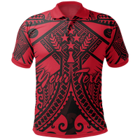 Kosrae Custom Polo Shirt Red Seal with Polynesian Tattoo Unisex Red - Polynesian Pride