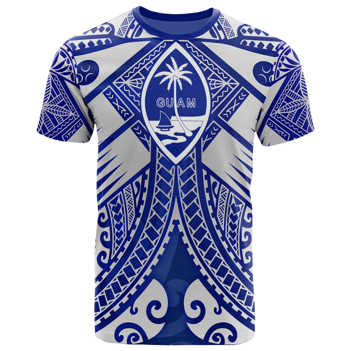 Guam Polynesian T Shirt Guam White Seal with Polynesian Tattoo Ver 02 Unisex White - Polynesian Pride