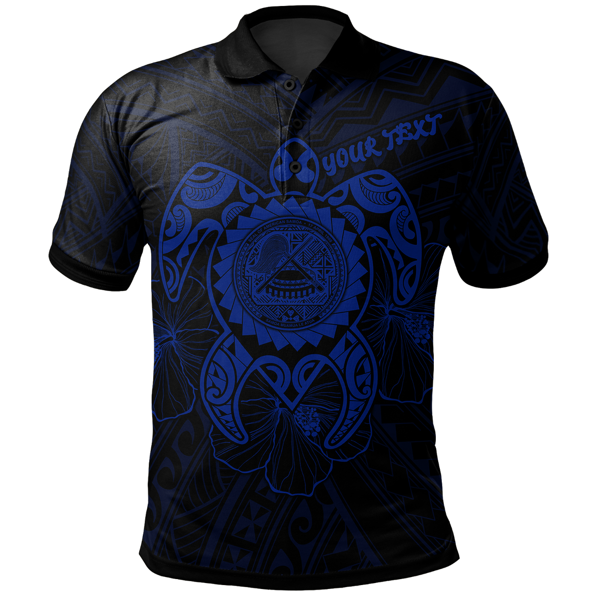 American Samoa Polynesian Custom Polo Shirt Vintage Polynesian Turtle (Blue) Unisex Blue - Polynesian Pride