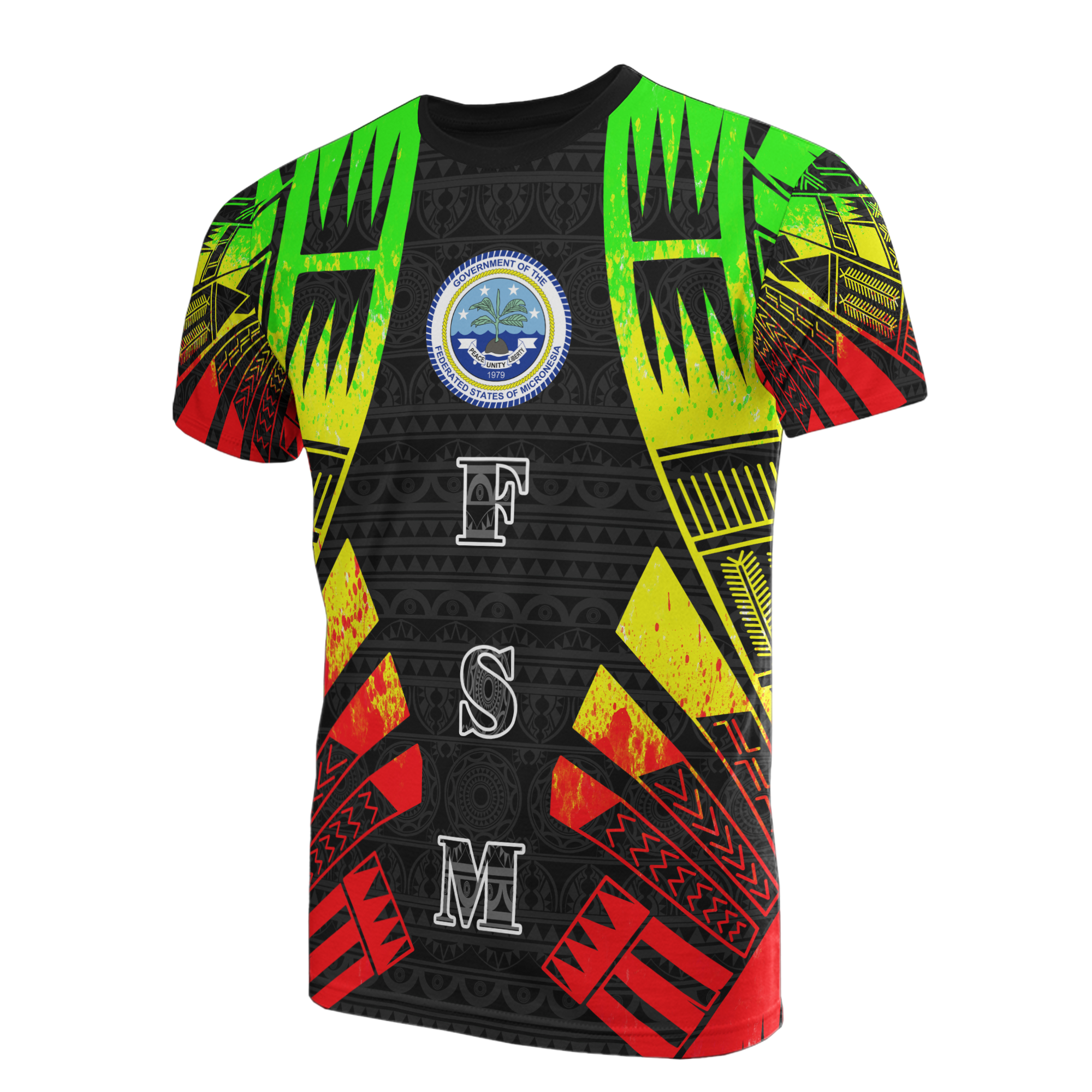 Federated States of Micronesia T Shirt F S M Seal Polynesian Tattoo Reggae Style Unisex Reggae - Polynesian Pride