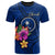 Chuuk Micronesia T Shirt Floral With Seal Blue Unisex Blue - Polynesian Pride