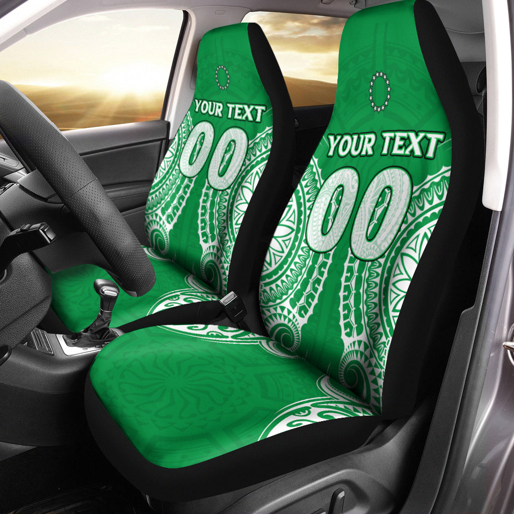 (Custom Personalised) Cook Islands Rarotonga Car Seat Covers - Tribal Pattern - LT12 Universal Fit Green - Polynesian Pride