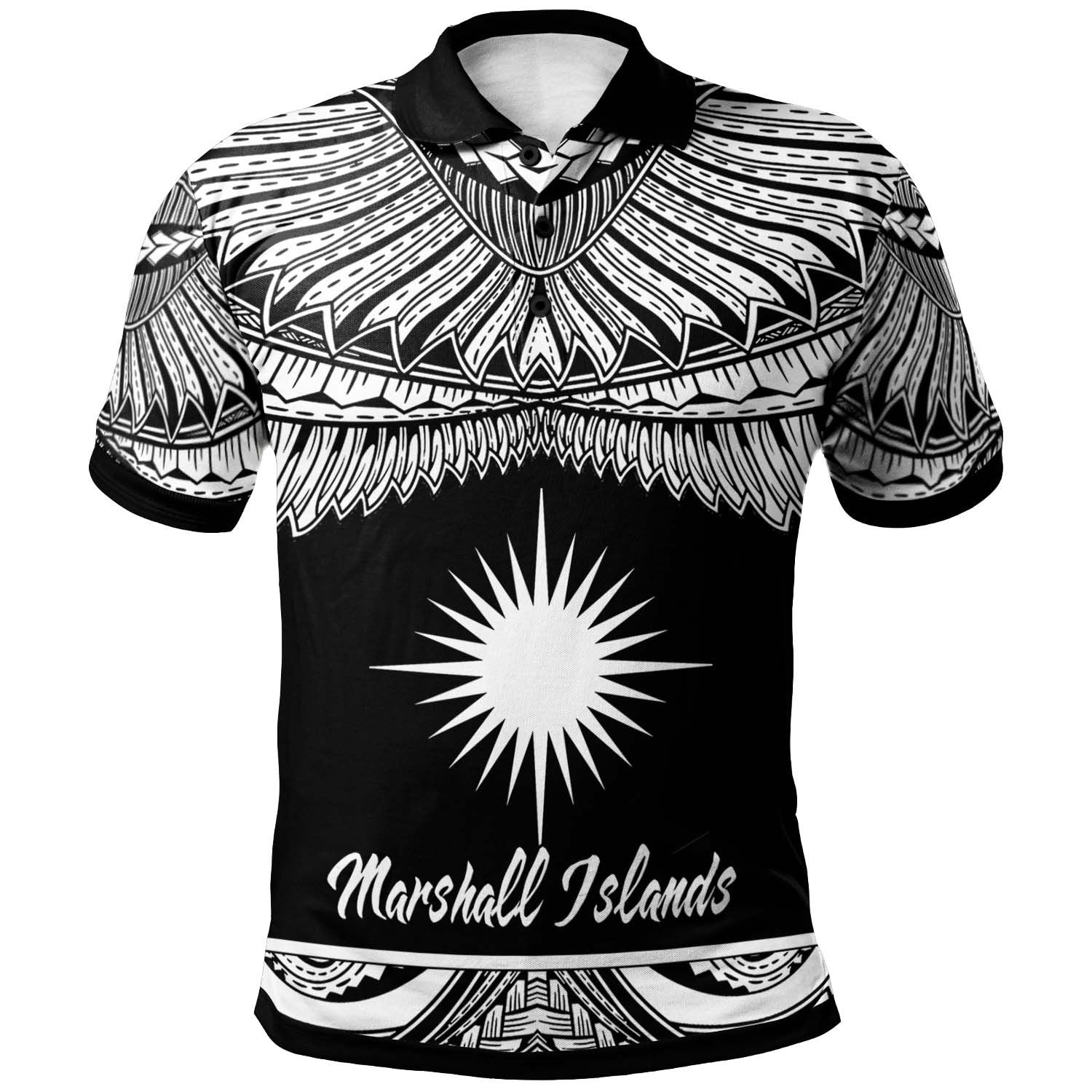 Marshall Islands Polo Shirt Polynesian Tattoo White Version Unisex White - Polynesian Pride