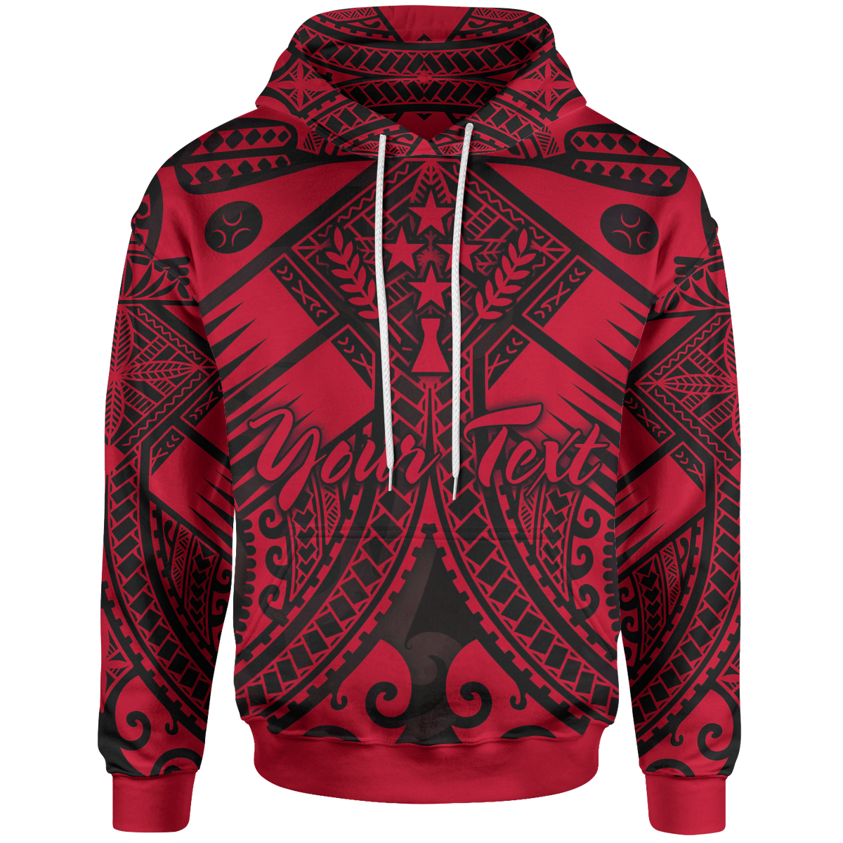 Kosrae Custom Hoodie Red Seal with Polynesian Tattoo Unisex Red - Polynesian Pride