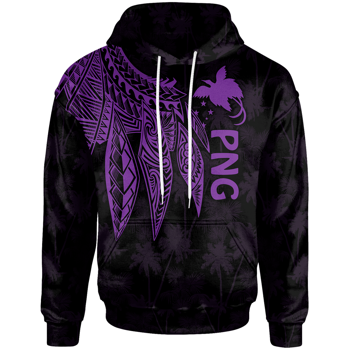 Papua New Guinea Hoodie Polynesian Wings (Purple) Unisex Purple - Polynesian Pride