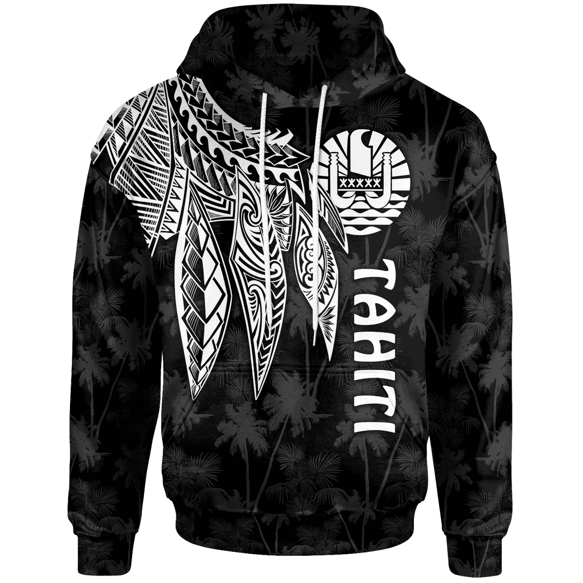 Tahiti Hoodie Polynesian Wings (White) Unisex White - Polynesian Pride
