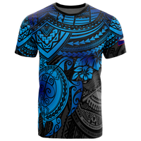 American Samoa T Shirt American Samoan Seal Polynesian Blue Turtle Hibiscus Unisex Blue - Polynesian Pride