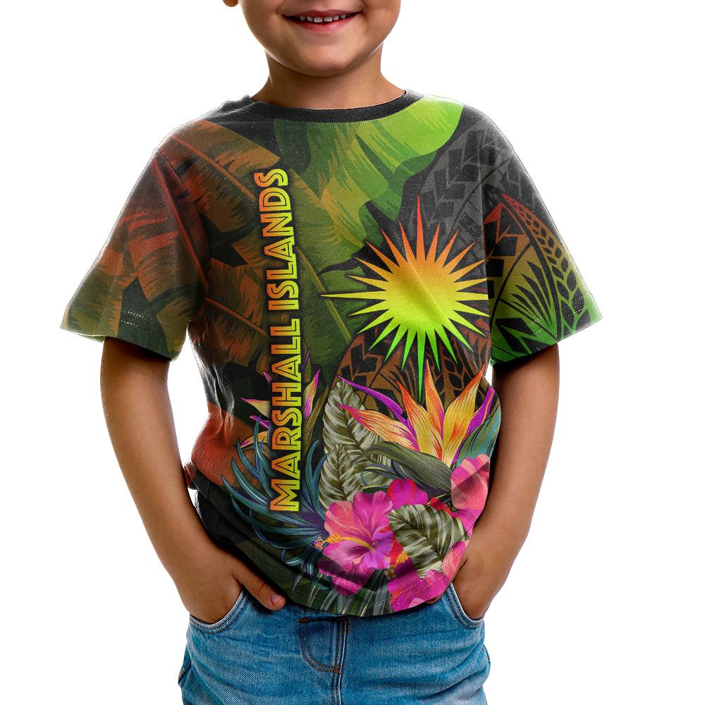 Marshall Islands Polynesian t Shirt Hibiscus and Banana Leaves - Polynesian Pride