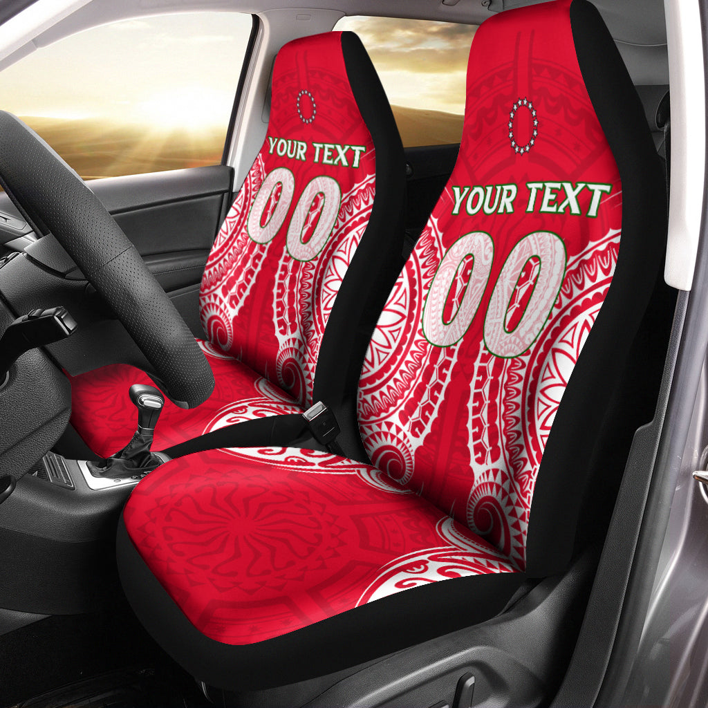 (Custom Personalised) Cook Islands Atiu Car Seat Covers - Tribal Pattern - LT12 Universal Fit Red - Polynesian Pride