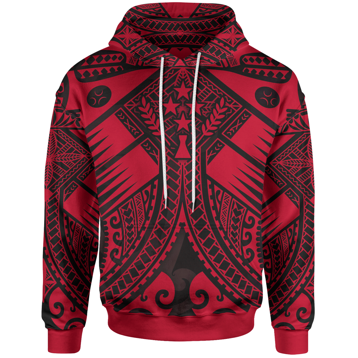 Kosrae Hoodie Red Seal with Polynesian Tattoo Unisex Red - Polynesian Pride