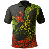 Hawaii Polo Shirt Polynesian Humpback Whale Hibiscus Unisex BLACK - Polynesian Pride