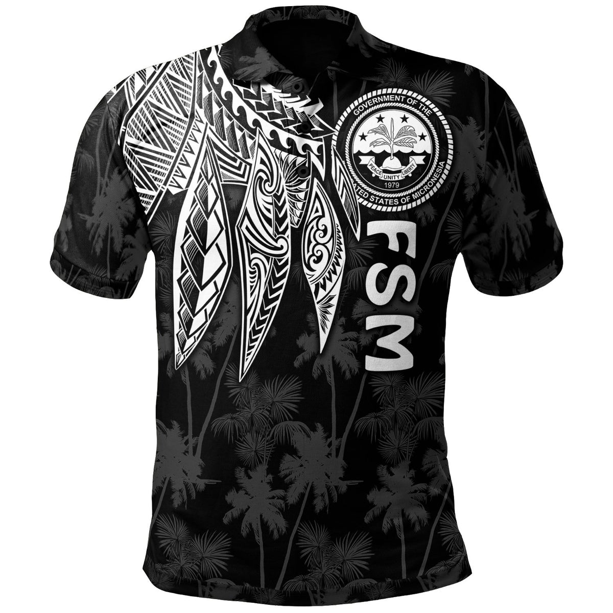 Federated States of Micronesia Polo Shirt Polynesian Wings (White) Unisex White - Polynesian Pride