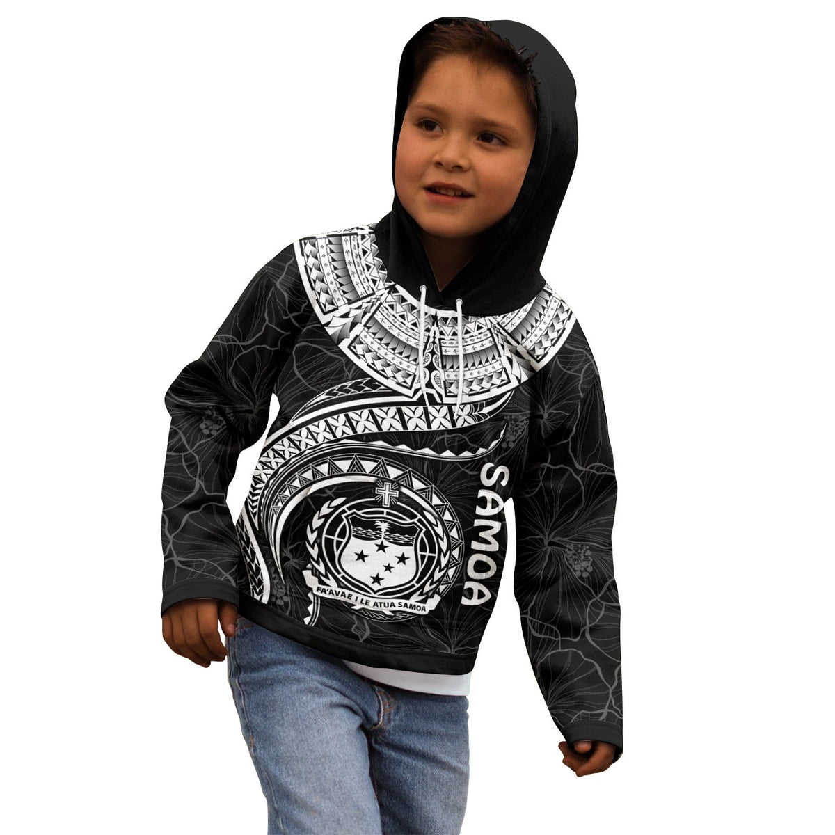 Polynesian Samoa Hoodie Samoan Waves (White) - Polynesian Pride