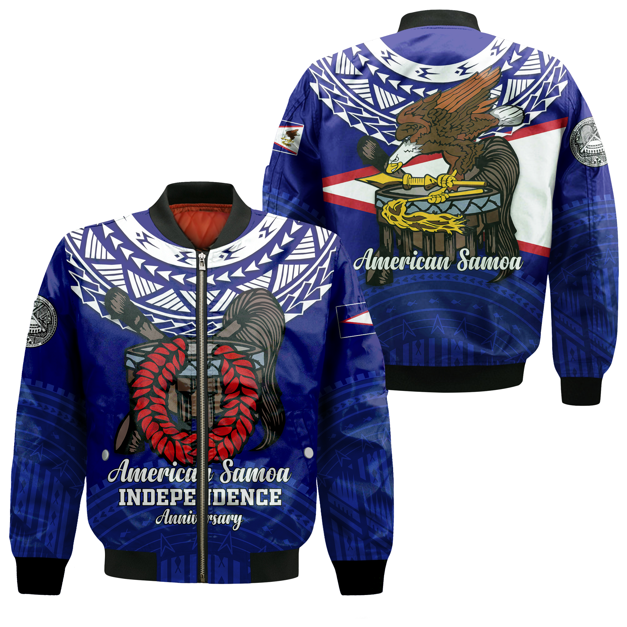 American Samoa Independence Anniversary Pride Bomber Jacket - LT12 Bomber Jacket Blue - Polynesian Pride