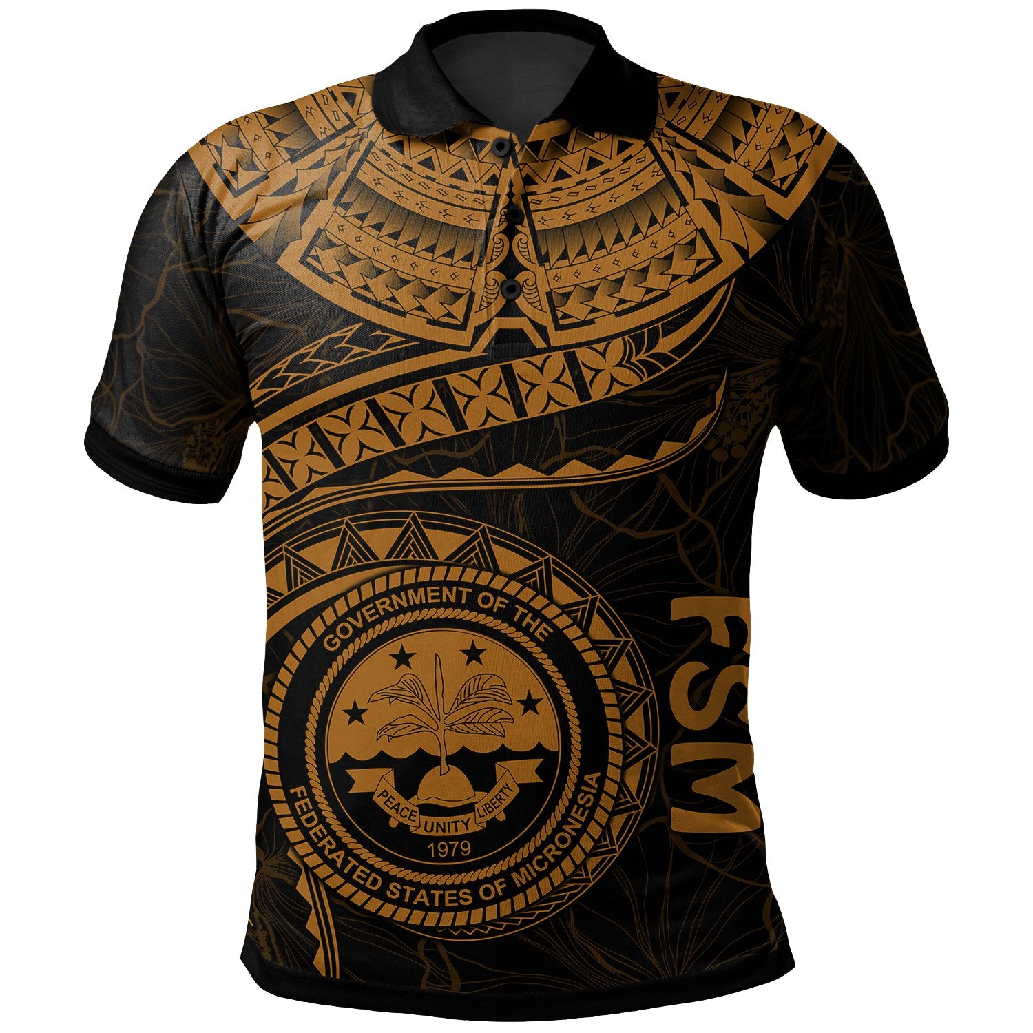 Federated States of Micronesia Polynesian Polo Shirt FSM Waves (Golden) Unisex Golden - Polynesian Pride