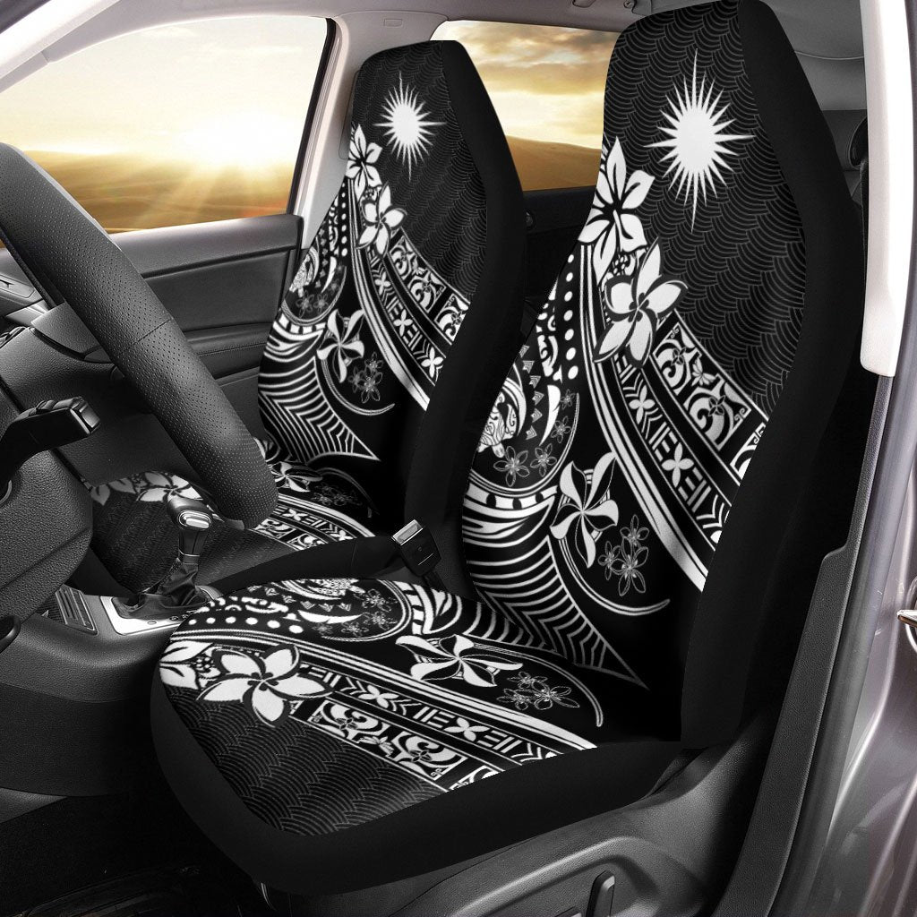 Marshall Islands Car Seat Cover - The Flow OF Ocean Universal Fit Black - Polynesian Pride