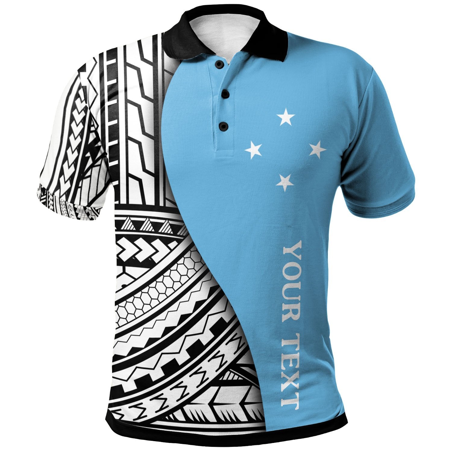 Federated States of Micronesia Custom Polo Shirt Coat Of Arm and Polynesian Patterns Unisex Blue - Polynesian Pride