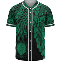 Northern Mariana Islands Polynesian Baseball Shirt - Tribal Wave Tattoo Green Unisex Green - Polynesian Pride
