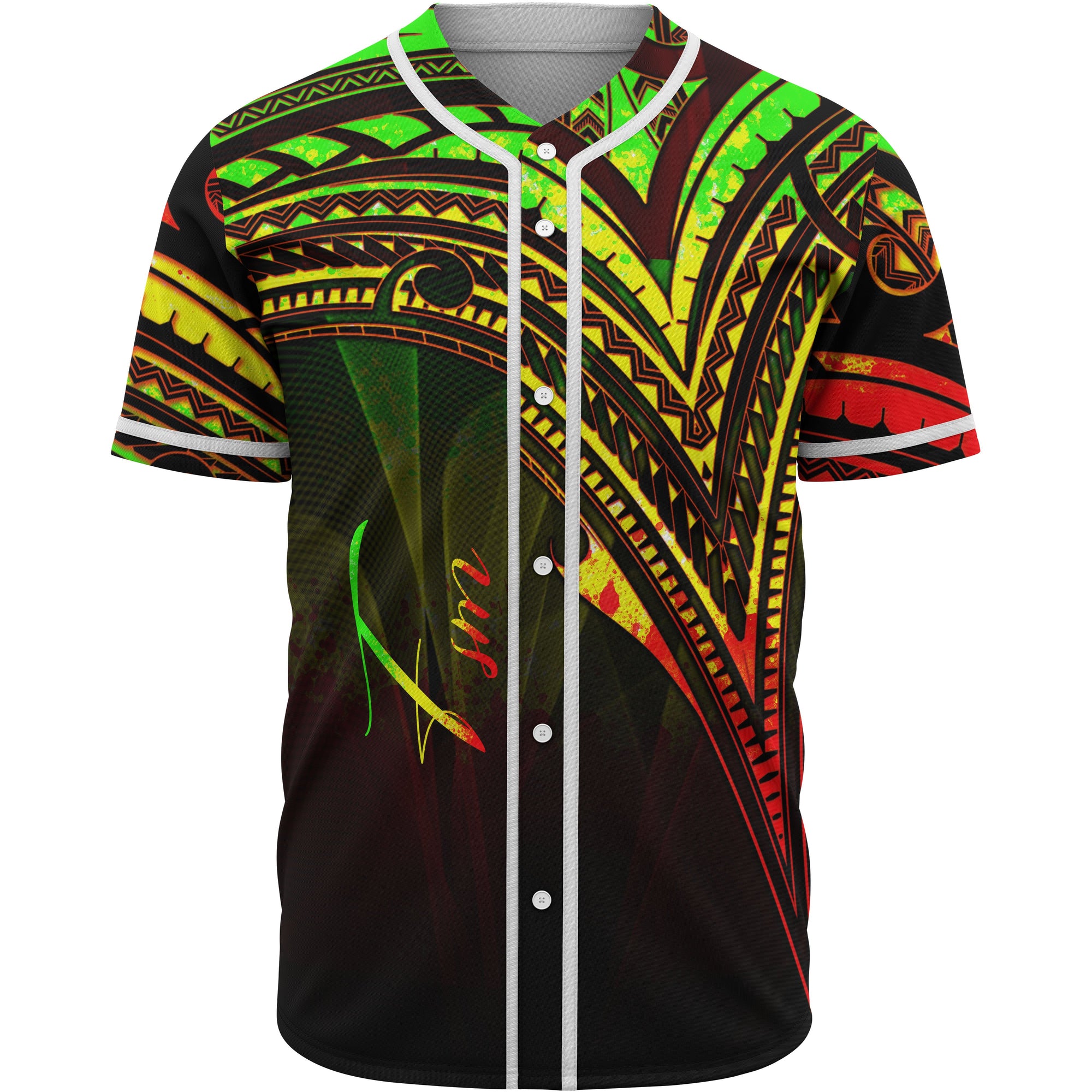 Federated States of Micronesia Baseball Shirt - Reggae Color Cross Style Unisex Black - Polynesian Pride