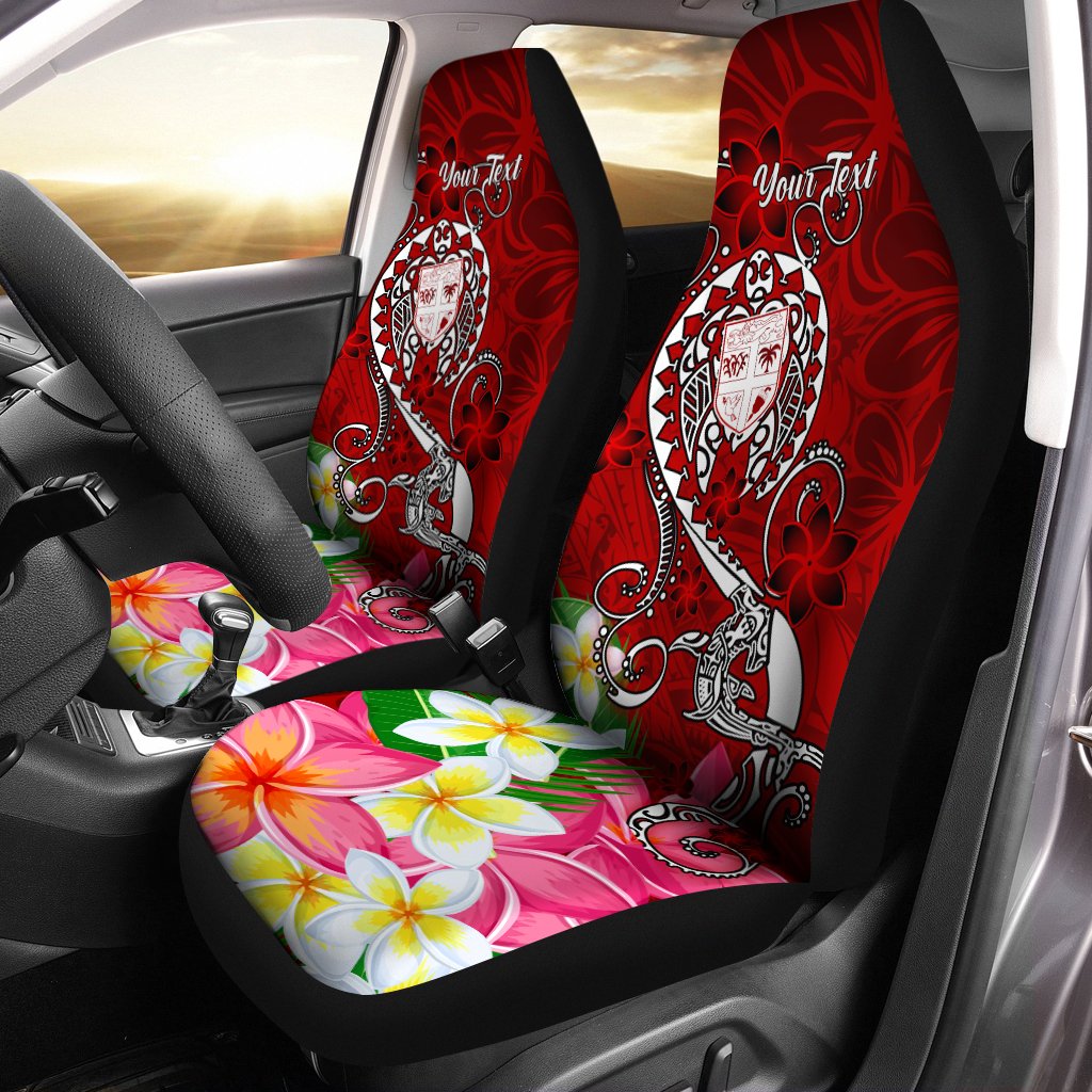 Fiji Custom Personalised Car Seat Covers - Turtle Plumeria (Red) Universal Fit Red - Polynesian Pride