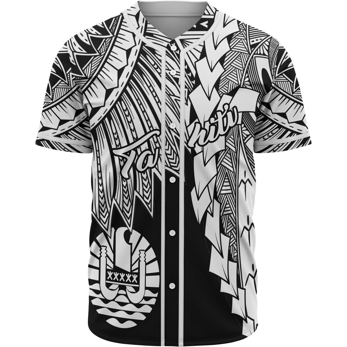 Tahiti Polynesian Baseball Shirt - Tribal Wave Tattoo White Unisex White - Polynesian Pride