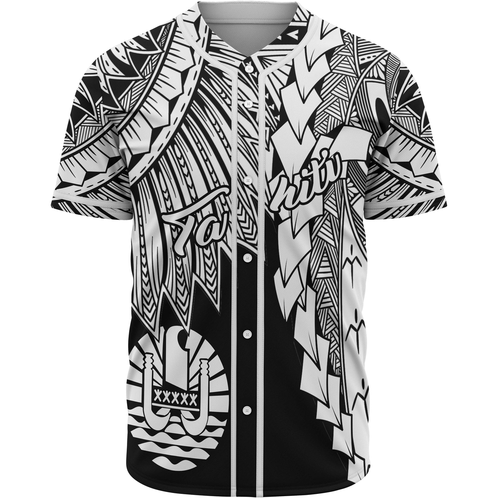 Tahiti Polynesian Baseball Shirt - Tribal Wave Tattoo White Unisex White - Polynesian Pride