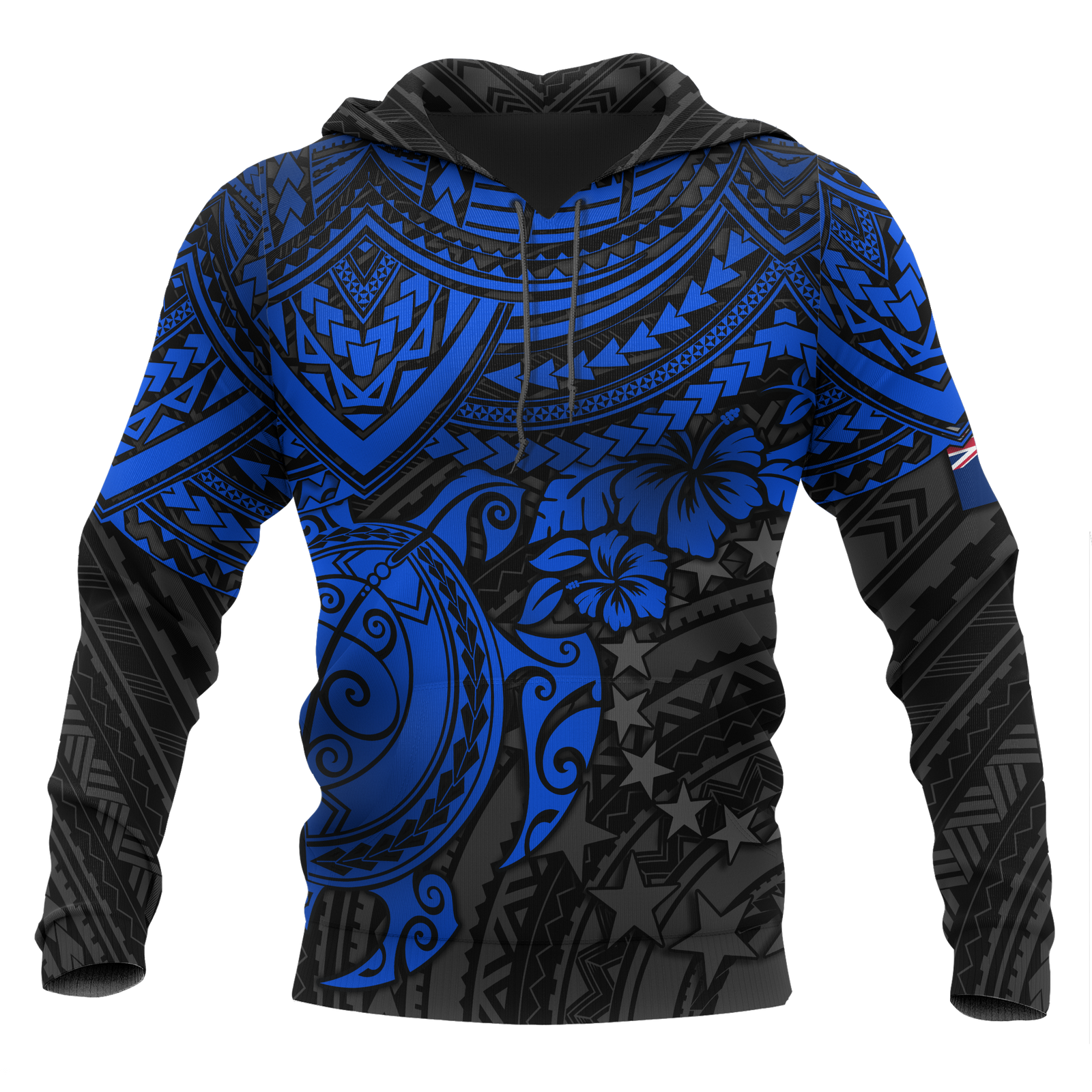 Cook Islands Polynesian Hoodie Blue Turtle Unisex Blue - Polynesian Pride