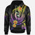 Niue Custom Hoodie Plumeria Flowers with Spiral Patterns Unisex Black - Polynesian Pride