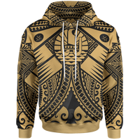 Tahiti Hoodie Gold Seal with Polynesian Tattoo Unisex Gold - Polynesian Pride