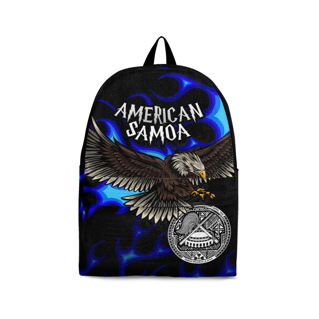 American Samoa Polynesian Backpack - Eagle With Flame Blue Blue - Polynesian Pride