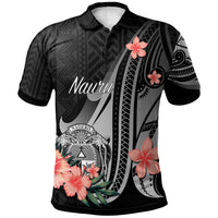 Nauru Polo Shirt Polynesian Hibiscus Pattern Style Unisex Black - Polynesian Pride